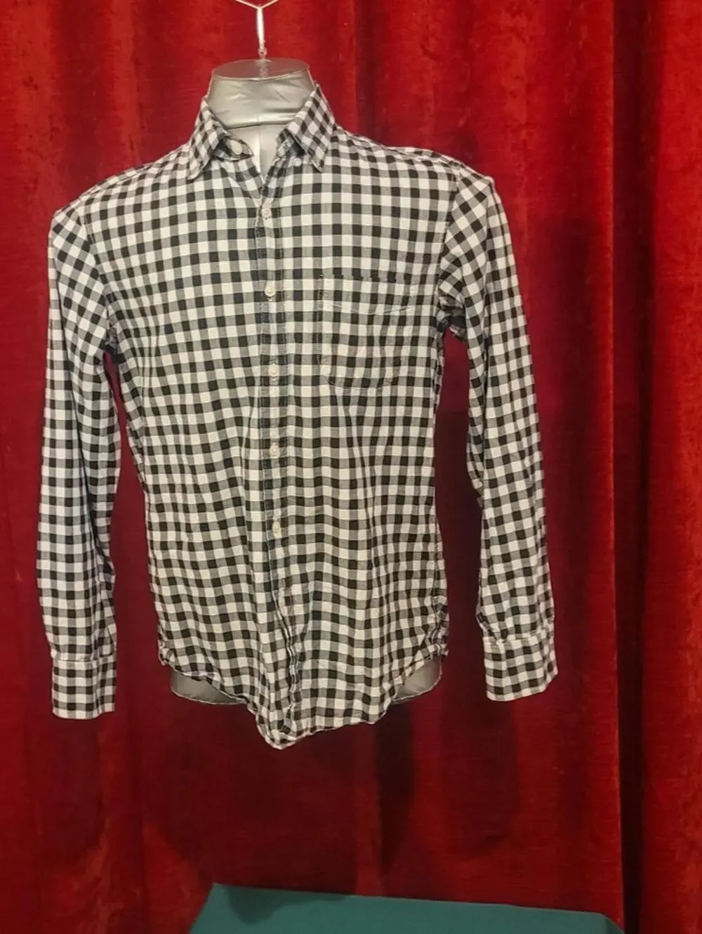 J. CREW STRETCH Classic Black and White Checkered Men's Shirt Sz S